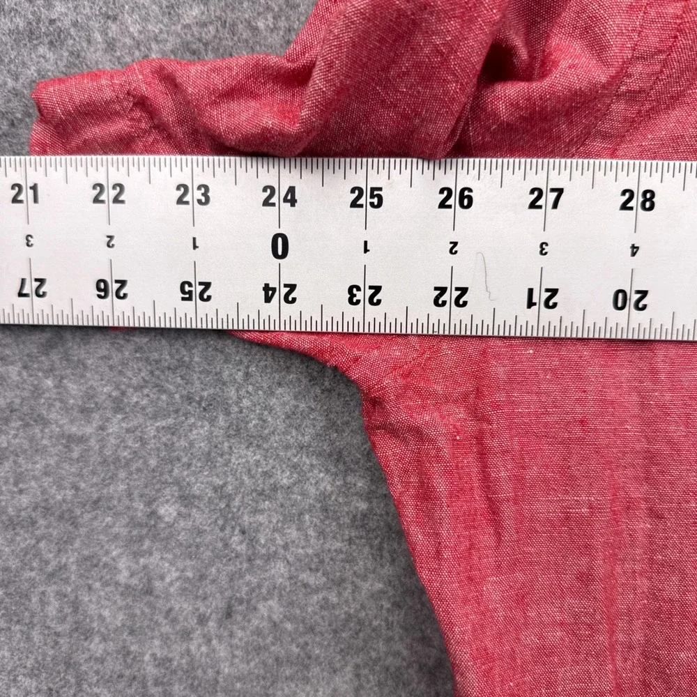 Banana Republic Mens Large Red Linen Cotton Blend Short Sleeve Button Down Shirt